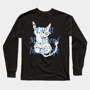 Scribble White Cat Long Sleeve T-Shirt